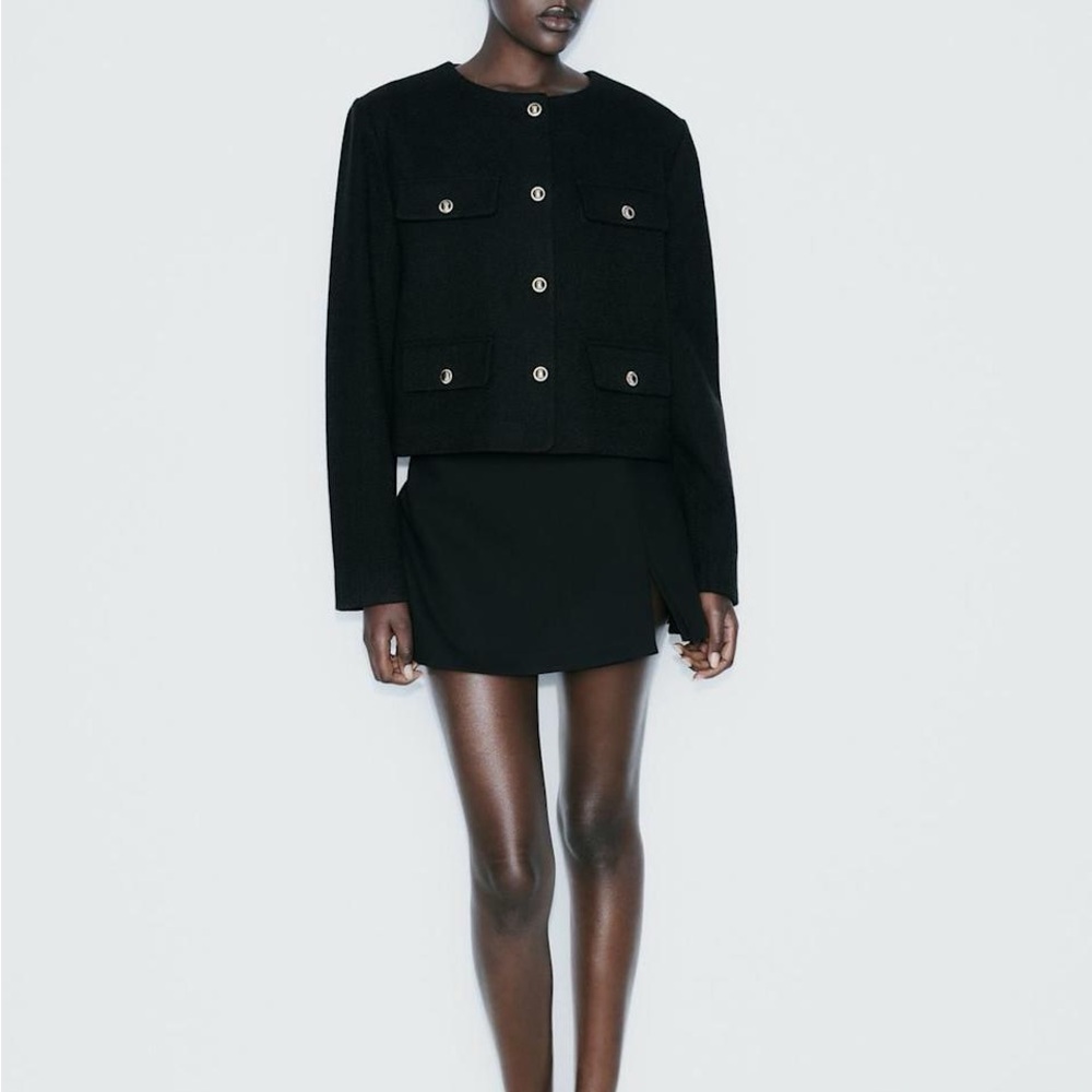 NWT Zara Cropped Flap Blazer